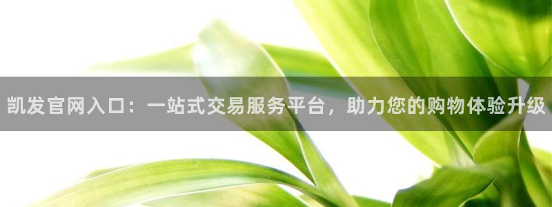 摩根娱乐加拿大app预测：凯发官网入口：一站式交易服务平台，助力您的购物体验升级