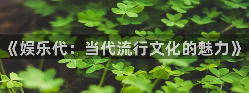 摩根娱乐pg：《娱乐代：当代流行文化的魅力》